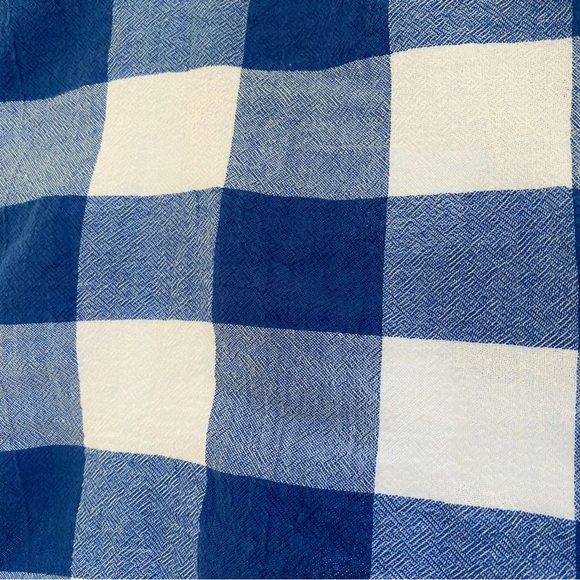 MARA HOFFMAN WHITE BLUE GINGHAM PRINT SHORT SLEEVE BLOUSE TOP - Picture 5 of 8